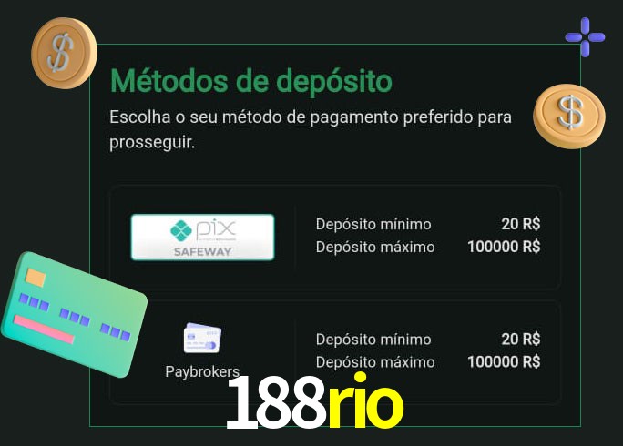 O cassino 188rio oferece uma grande variedade de métodos de pagamento